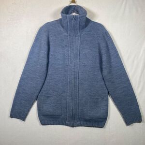 Vintage Clipper Mist Full Zip Cardigan Sweater Blue 100% Acrylic USA Made